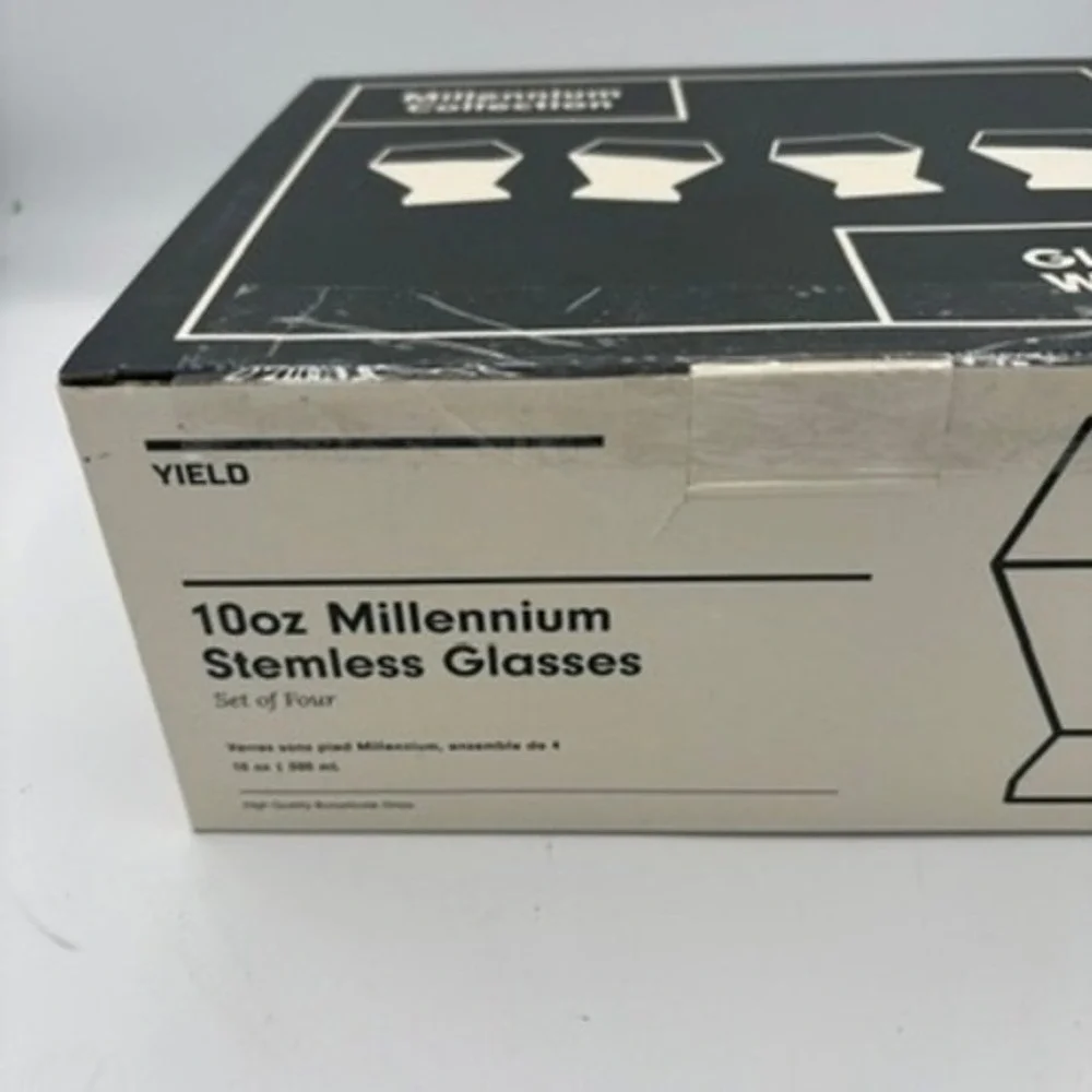 Yield Millennium Stemless Glasses Set of 4 10oz Multicolor NEW Borosilicate